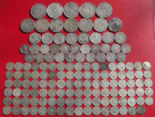 BIG HOARD OF SA UNION SILVER COINS - ALL 80% SILVER.  TOTAL WEIGHT: 379 GRAMS.