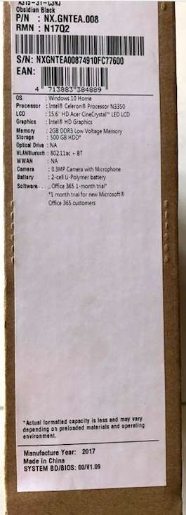 ACER ASPIRE 3 - NEW, BOXED