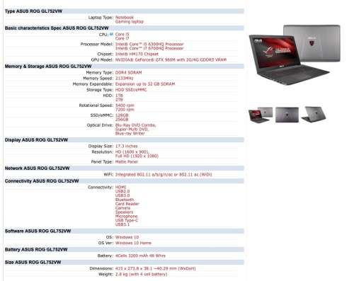 ASUS ROG GL752VW GAMING LAPTOP