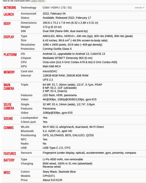 OPPO RENO 7 5G - BOXED - NEW CONDITION