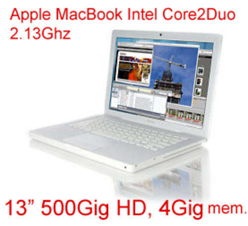 Apple MacBook 13' White - 2.1 Ghz Intel CoreDuo2, 500GB Hard Drive, 4GB Memory, LIKE NEW