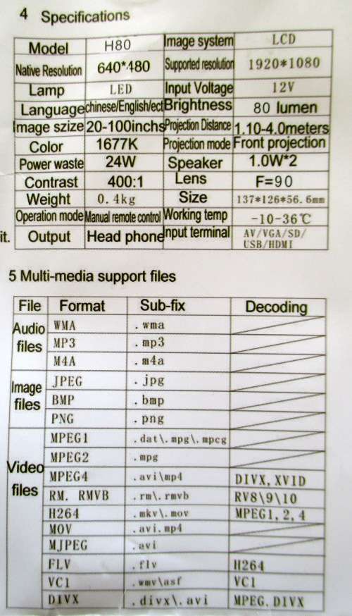 H80 LED MINI PROJECTOR