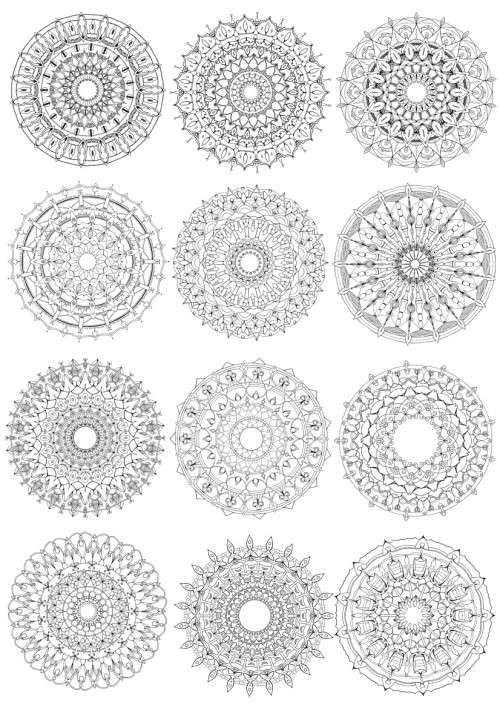 MANDALA MEDITATION COLOURING PAGES WITH 12 UNIQUE DESIGNS TO COLOUR NOW  DIGITAL DOWNLOAD