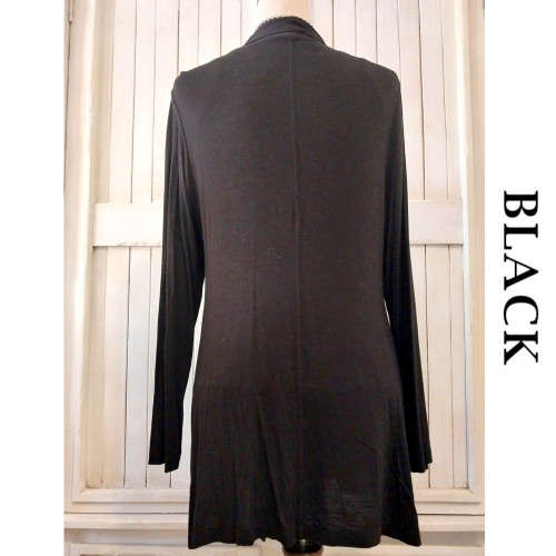 OASIS SOFT WATERFALL CARDIGAN (BLACK)