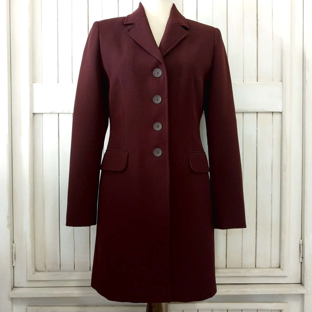 ELEGANT BURGUNDY STRUCTURED/FITTED LONGER LENGTH BLAZER JACKET