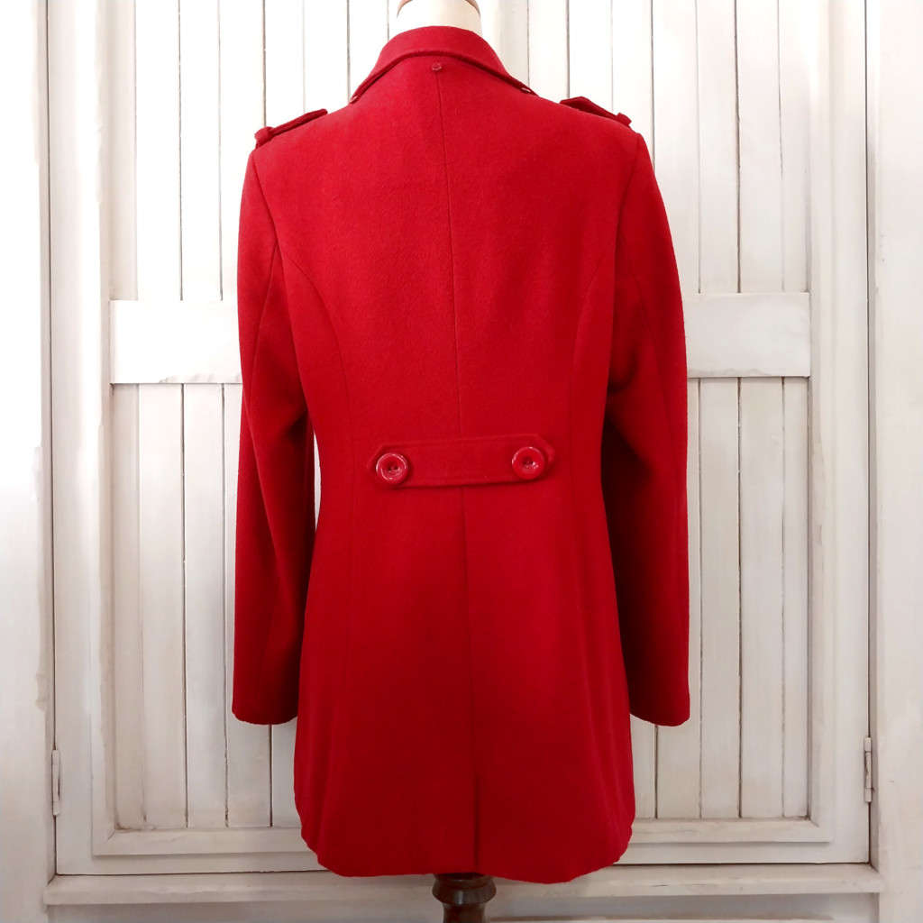 TRUWORTHS DOUBLE BREASTED HOODED WINTER COAT - DEEP RICH RED