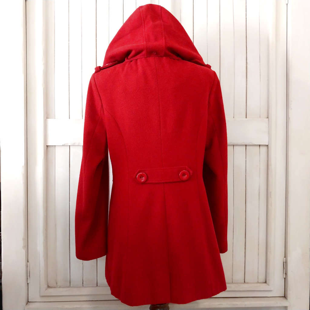 TRUWORTHS DOUBLE BREASTED HOODED WINTER COAT - DEEP RICH RED