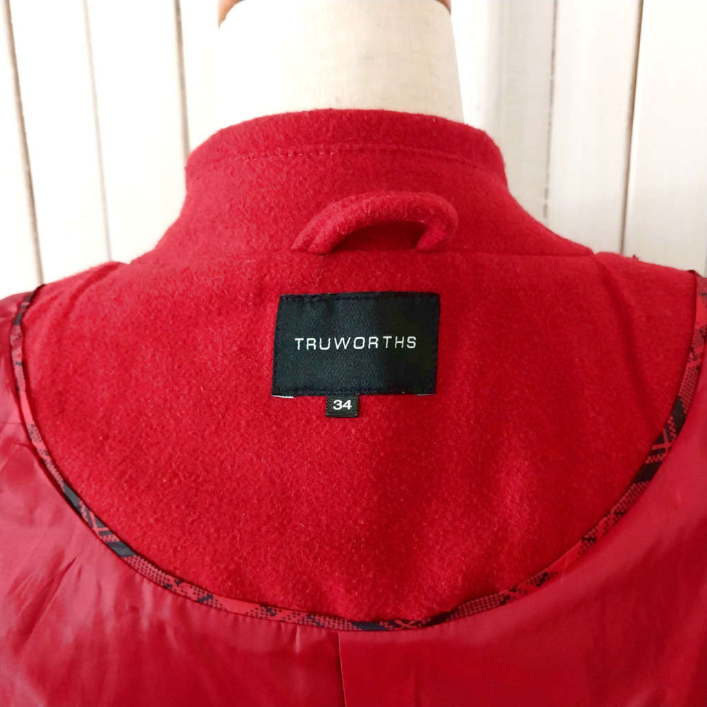 TRUWORTHS DOUBLE BREASTED HOODED WINTER COAT - DEEP RICH RED
