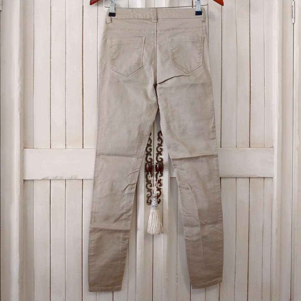 FOSCHINI NEWS DENIM LOW-RISE SUPER SKINNY STRETCH JEANS - KHAKI