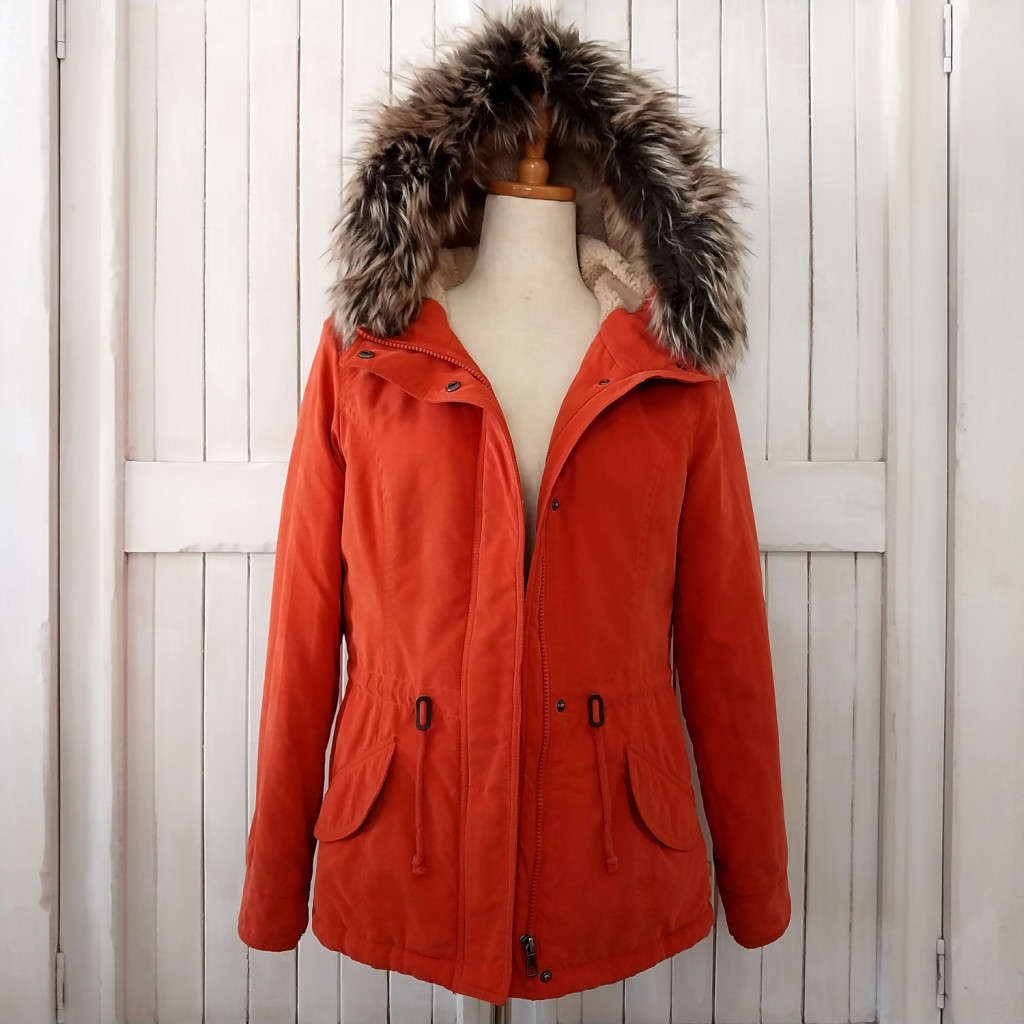 ONLY QUILTED PARKA JACKET - BURNT ORANGE
