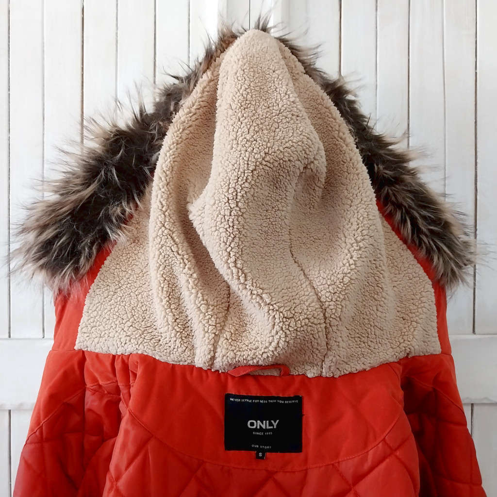 ONLY QUILTED PARKA JACKET - BURNT ORANGE