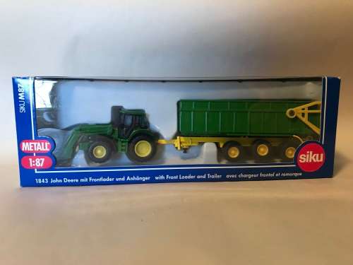 SIKU 1843 John Deere with Front Loader and Trailer