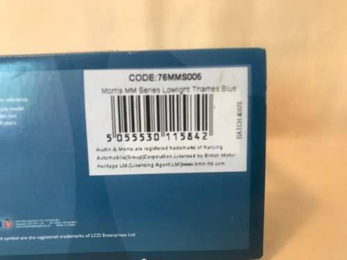 Oxford Diecast 76MMS005 Morris MM Series Lowlight Thames Blue