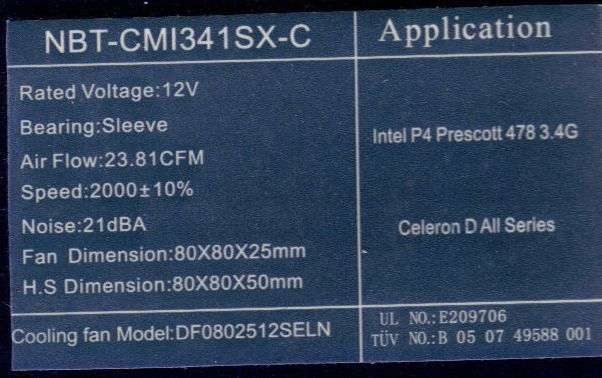 Foxconn CPU Cooler for 478 P4 Prescott and Celeron D *** SALE!!! ***