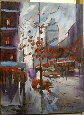Big Big Special = Late Afternoon street scene - Lize Behrens  - 80cm x 60cm x 4.5