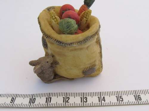 1/12" scale Miniature Dollhouse resin sack of vegetables with a mouse