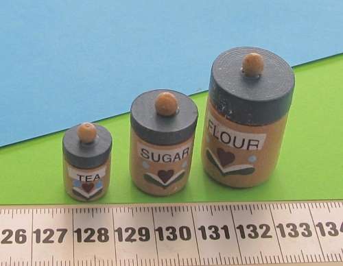 Miniature Dollhouse 1/12" - wooden kitchen canisters