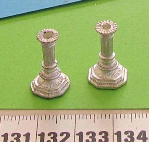Miniature Dollhouse 1/12"  scale - set of 2 silver candlesticks