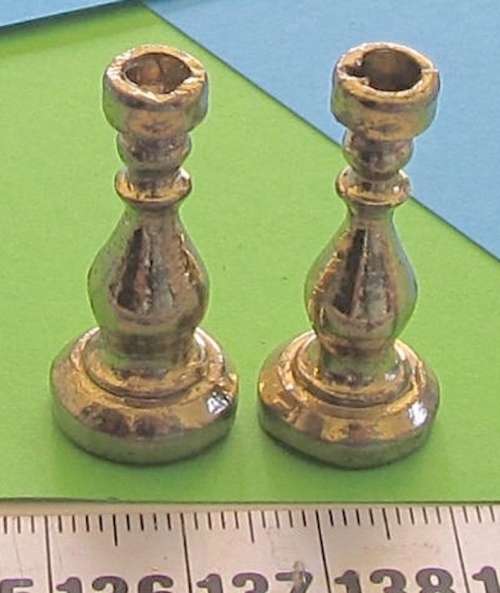 Miniature Dollhouse - set of 2 brass candlesticks for dollhouse or printer's tray