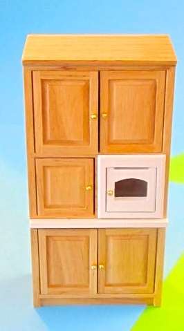 Miniature Dollhouse 1/12"  scale - kitchen unit with Microwave includes tins of food