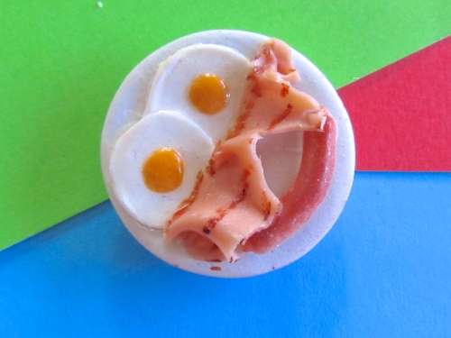 Miniature Dollhouse 1/12" scale - plate of food -  breakfast