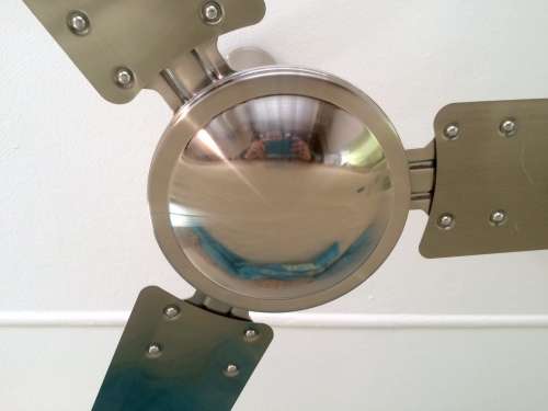 ceiiing Fan - as new stainless steel.  3  x 60mm blades,multi-setting control, whisper silent