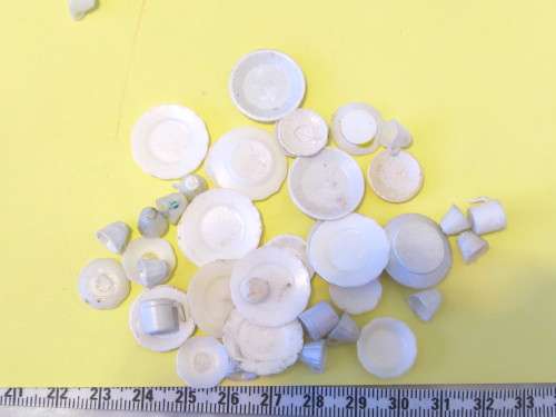 Miniature Dollhouse 1/12"  scale - lot of tiny cups saucers and plates - plastic