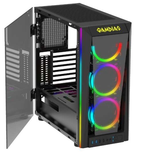 Gamdias TALOS M1B Tempered Glass Gaming Case with 4 RGB fans