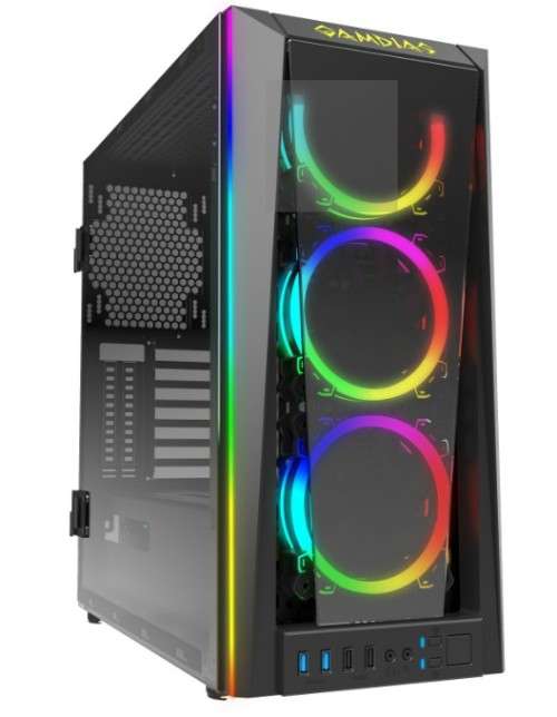 Gamdias TALOS M1B Tempered Glass Gaming Case with 4 RGB fans