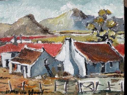 "Windpomp huisie" Original oil by IRMA DE WAAL.