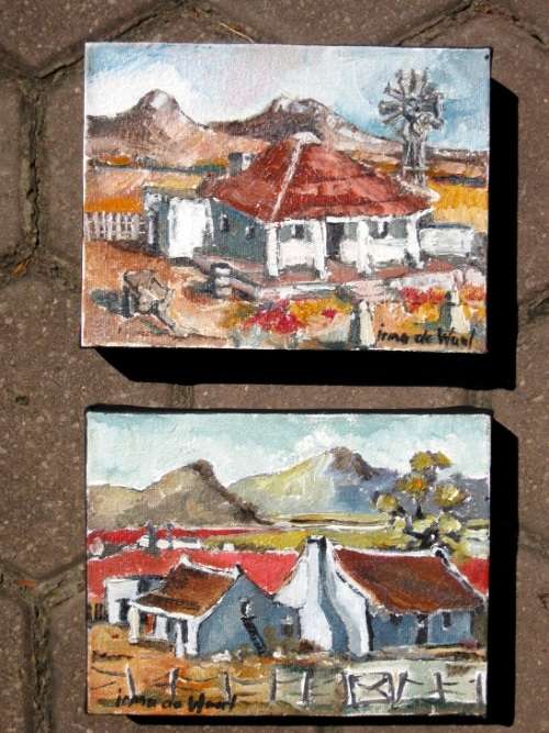 "Windpomp huisie" Original oil by IRMA DE WAAL.