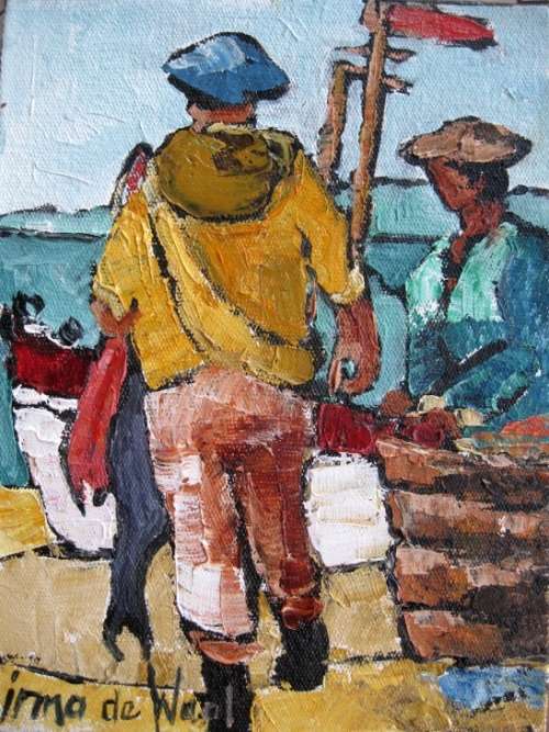 "Fishing Captain" Original oil by IRMA DE WAAL.