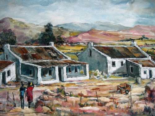"Farmstead late afternoon"LARGE 700x500x44mm Original oil by IRMA DE WAAL.