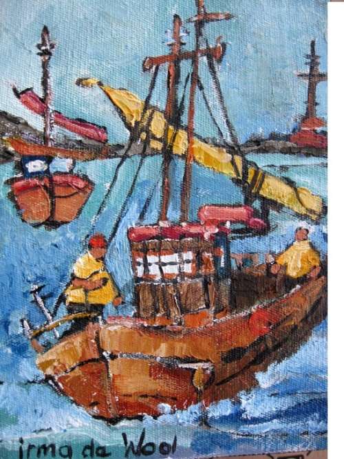 "Fisherman's pride" Original oil by IRMA DE WAAL.