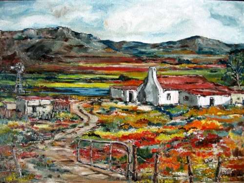 "Namaqualand blommeprag" 700x 500mm! Original oil by IRMA DE WAAL. Great Value!