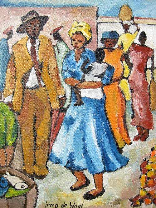"At the market"  Colourful and ready to hang! Oil by IRMA DE WAAL