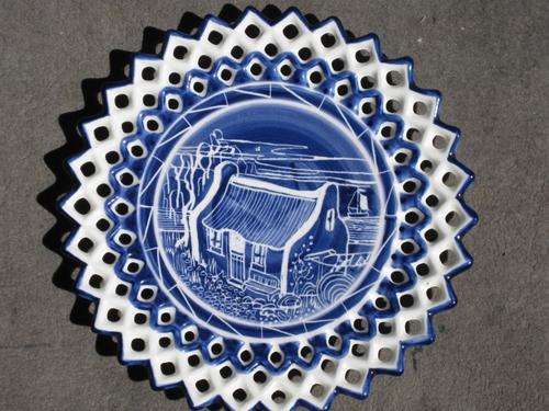 Blue Ceramic plate 240mm  Arniston house by artist IRMA DE WAAL