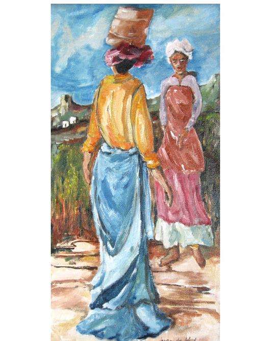 "In the distance" 300 x 600mm! Oil by IRMA DE WAAL Colourful and ready to hang!