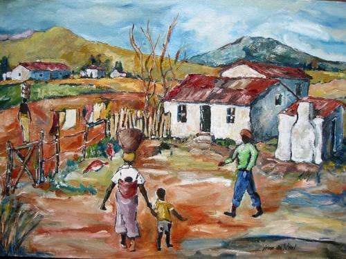 "Welcome home" 700x 500mm! Large oiI by IRMA DE WAAL Hang as is!!