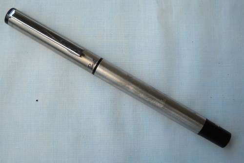 PENALLI FOUNTAIN PEN-STAINLESS STEEL WITH BLACK TRIM-VERY GOOD CONDITION