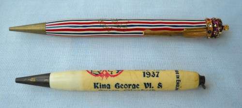 2 X VINTAGE BRITISH ROYAL CORONATION COMMEMORATIVE PENCILS-1937 & 1952-VERY GOOD CONDITION