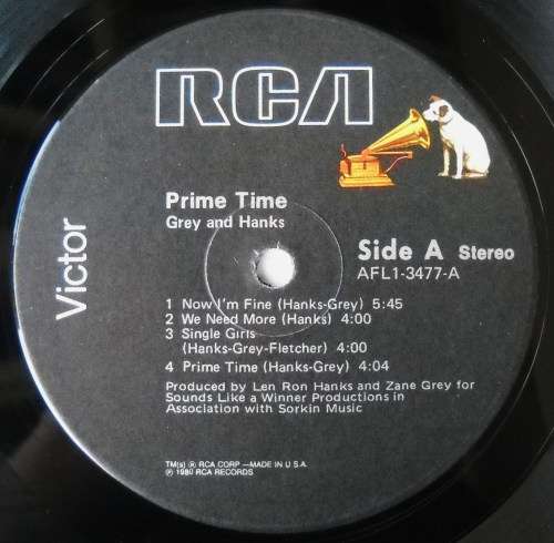 GREY AND HANKS - PRIME TIME - LP - SOUTH AFRICA - 1980 - VG / VG