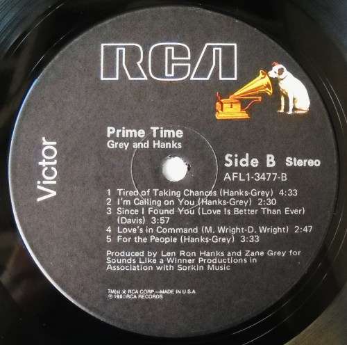 GREY AND HANKS - PRIME TIME - LP - SOUTH AFRICA - 1980 - VG / VG