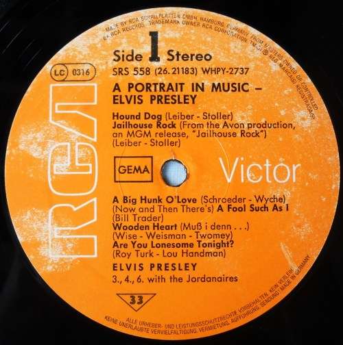 ELVIS PRESLEY - A PORTRAIT IN MUSIC - LP - GERMANY - EXC / VG