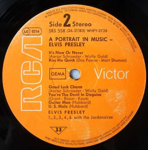 ELVIS PRESLEY - A PORTRAIT IN MUSIC - LP - GERMANY - EXC / VG