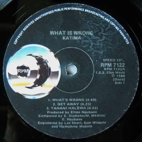 KATIMA - WHAT IS WRONG - LP - SOUTH AFRICA - EXC UNPLAYED / EXC IN SHRINK