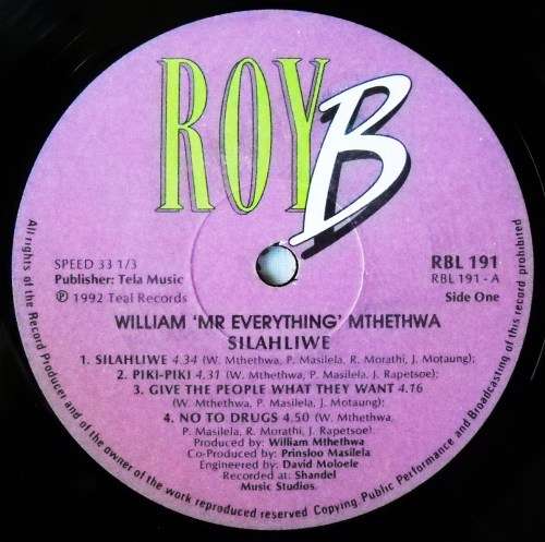 WILLIAM "MR EVERYTHING" MTHETHWA - SILAHLIWE - LP - SOUTH AFRICA - VG / VG - VERY RARE
