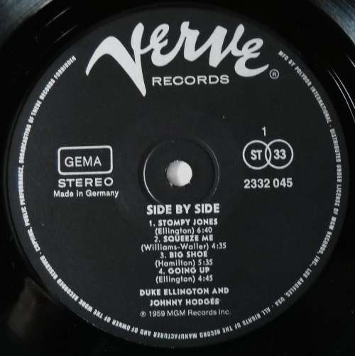 DUKE ELLINGTON & JOHNNY HODGES - SIDE BY SIDE - LP - GERMANY - VG+ / VG+ - JAZZ