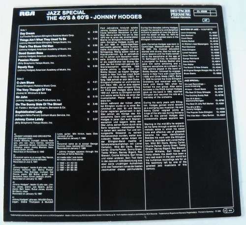 JOHNNY HODGES - THE 40'S & 60'S - LP - GERMANY - EXC / EXC - JAZZ