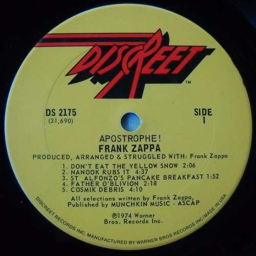 FRANK ZAPPA - APOSTROPHE - LP - USA - VG+ / VG+